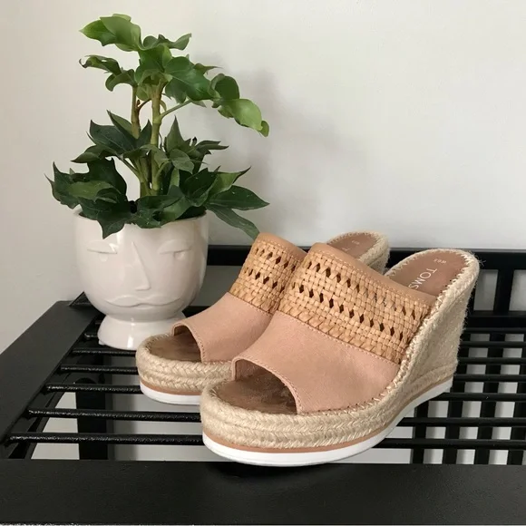 Toms Shoes Toms Tan Monica Wedge Sandals Sz 65 Poshmark